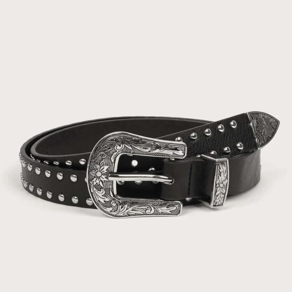 Vintage black american western cowboy belt